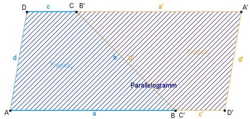 Zwei Trapeze ergeben ein Parallelogramm