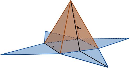 Schrägbild einer Pyramide mit angegebener Kantenlänge und Seitenhöhe